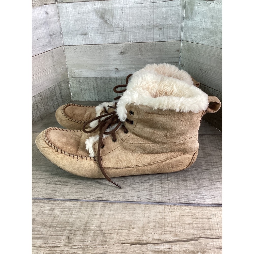 UGG‎ Australia Amie Chestnut Suede Shearling Lace Up Ankle Boots 1007716 8